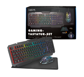 Logilink | Gaming-Set, keyboard, mouse and mouspad | ID0185 | Metal | Keyboard, Mouse and Pad Set | Wired | Mouse included | DE | Numeric keypad