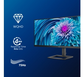 Philips | UltraWide LCD monitor | 345E2AE | 34 " | IPS | WQHD | 21:9 | 75 Hz | 4 ms | 3440 x 1440 pixels | 300 cd/m² | HDMI ports quantity 2 | Black