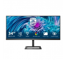 Philips | UltraWide LCD monitor | 345E2AE | 34 " | IPS | WQHD | 21:9 | 75 Hz | 4 ms | 3440 x 1440 pixels | 300 cd/m² | HDMI ports quantity 2 | Black