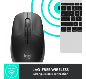 Logitech M190 Full-Size Belaidė pelė, RF Wireless, 1000 DPI, Charcoal