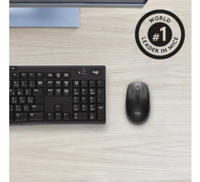 Logitech M190 Full-Size Belaidė pelė, RF Wireless, 1000 DPI, Charcoal