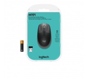 Logitech M190 Full-Size Belaidė pelė, RF Wireless, 1000 DPI, Charcoal