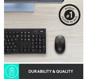 Logitech M190 Full-Size Belaidė pelė, RF Wireless, 1000 DPI, Charcoal