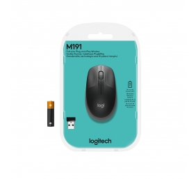 Logitech M190 Full-Size Belaidė pelė, RF Wireless, 1000 DPI, Mid Grey