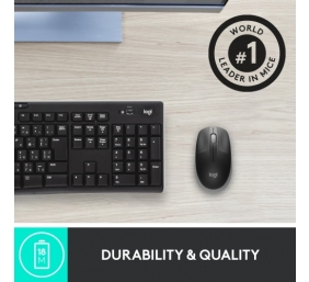 Logitech M190 Full-Size Belaidė pelė, RF Wireless, 1000 DPI, Mid Grey