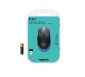 Logitech M190 Full-Size Belaidė pelė, RF Wireless, 1000 DPI, Mėlyna