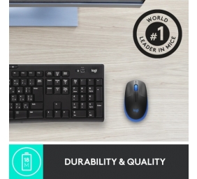 Logitech M190 Full-Size Belaidė pelė, RF Wireless, 1000 DPI, Mėlyna