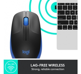 Logitech M190 Full-Size Belaidė pelė, RF Wireless, 1000 DPI, Mėlyna