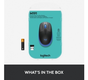 Logitech M190 Full-Size Belaidė pelė, RF Wireless, 1000 DPI, Mėlyna