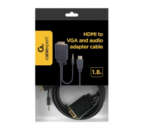 Cablexpert HDMI to VGA and  Audio Adapter Cable, Single Port, 1.8m, Black | Cablexpert