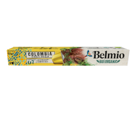 Belmoca Belmio Sleeve BIO/Single Origine Colombia  Coffee Capsules for Nespresso coffee machines, 10 aluminum capsules, Coffee strength 7/12