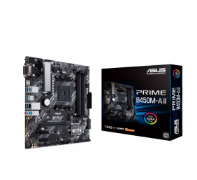 Asus | PRIME B450M-A II | Processor family AMD | Processor socket AM4 | DDR4 | Memory slots 4 | Number of SATA connectors 6 x SATA III | Chipset AMD B | Micro ATX