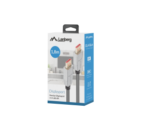 Lanberg DisplayPort M/M Cable 20 PIN V1.4 8K 60HZ | CA-DPDP-20CU-0018-BK | DisplayPort to DisplayPort | 1.8 m