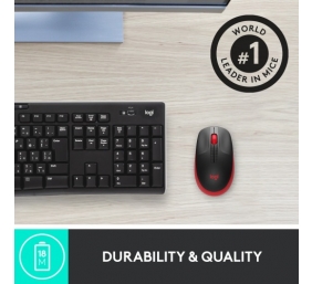 Logitech M190 Full-Size Belaidė pelė, RF Wireless, 1000 DPI, Raudona