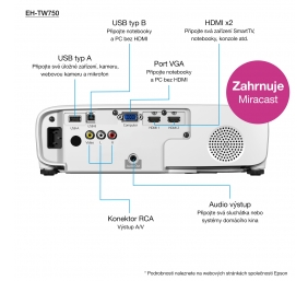Projektorius Epson EH-TW750 3LCD 1080P 3400lm