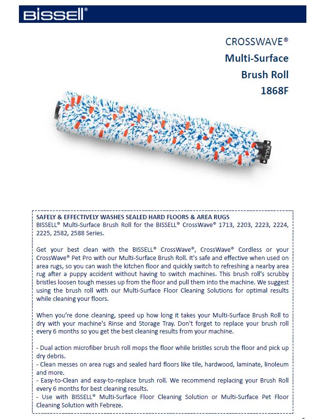 Bissell | CrossWave Multi surface brush roll | No ml | 1 pc(s)