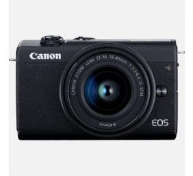 Canon | EOS M200 + EF-M 15-45 IS STM | SLR camera | 24.1 MP | ISO 25600 | Display diagonal 3.0 " | Wi-Fi | Automatic, manual | CMOS | Black | Image sensor size (W x H) 22.3 x 14.9 cm | Magnification  x | Viewfinder