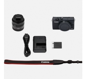 Canon | EOS M200 + EF-M 15-45 IS STM | SLR camera | 24.1 MP | ISO 25600 | Display diagonal 3.0 " | Wi-Fi | Automatic, manual | Viewfinder | CMOS | Black | Image sensor size (W x H) 22.3 x 14.9 cm