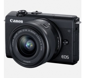 Canon | EOS M200 + EF-M 15-45 IS STM | SLR camera | 24.1 MP | ISO 25600 | Display diagonal 3.0 " | Wi-Fi | Automatic, manual | CMOS | Black | Image sensor size (W x H) 22.3 x 14.9 cm | Magnification  x | Viewfinder