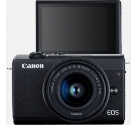 Canon | EOS M200 + EF-M 15-45 IS STM | SLR camera | 24.1 MP | ISO 25600 | Display diagonal 3.0 " | Wi-Fi | Automatic, manual | CMOS | Black | Image sensor size (W x H) 22.3 x 14.9 cm | Magnification  x | Viewfinder