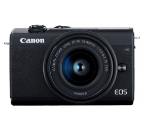 Canon | EOS M200 + EF-M 15-45 IS STM | SLR camera | 24.1 MP | ISO 25600 | Display diagonal 3.0 " | Wi-Fi | Automatic, manual | CMOS | Black | Image sensor size (W x H) 22.3 x 14.9 cm | Magnification  x | Viewfinder