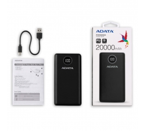 ADATA P20000QCD Power Bank, White, Rechargeable Li-ion 20000 mAh