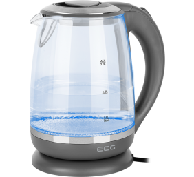 ECG Electric kettle RK 2020 Grey Glass, 2 L, 360° base with power cord storage, Blue backlight, 1850-2200 W