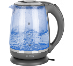 ECG Electric kettle RK 2020 Grey Glass, 2 L, 360° base with power cord storage, Blue backlight, 1850-2200 W