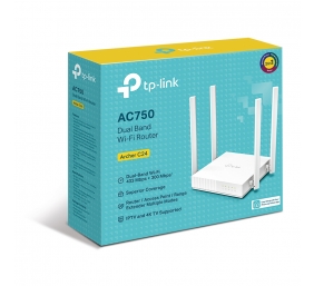 Dual Band Router | Archer C24 | 802.11ac | 300+433 Mbit/s | 10/100 Mbit/s | Ethernet LAN (RJ-45) ports 4 | Mesh Support No | MU-MiMO Yes | No mobile broadband | Antenna type 4xFixed