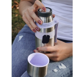 Boddels HEET Vacuum flask with cup Lavender blue, Capacity 0.35 L, Diameter 7.2 cm, Bisphenol A (BPA) free