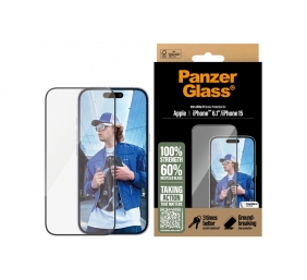 PanzerGlass Screen protector | Apple | iPhone 16/iPhone 15 | Glass | Transparent | Ultra-Wide Fit